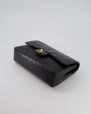 Chanel Vintage Black Medium Classic Double Flap Bag in Lambskin Leather with 24K Gold Hardware