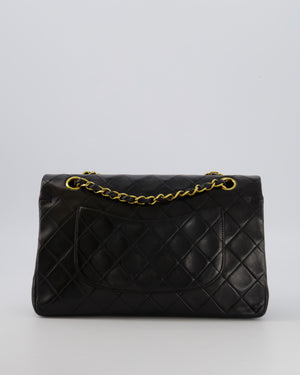 Chanel Vintage Black Medium Classic Double Flap Bag in Lambskin Leather with 24K Gold Hardware