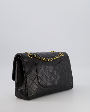Chanel Vintage Black Medium Classic Double Flap Bag in Lambskin Leather with 24K Gold Hardware
