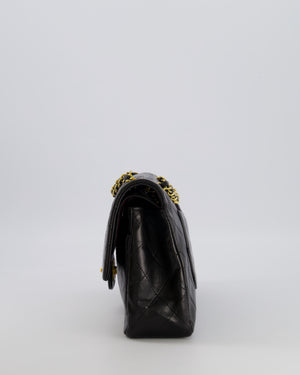 Chanel Vintage Black Medium Classic Double Flap Bag in Lambskin Leather with 24K Gold Hardware