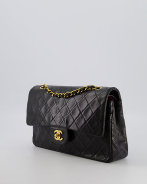 Chanel Vintage Black Medium Classic Double Flap Bag in Lambskin Leather with 24K Gold Hardware