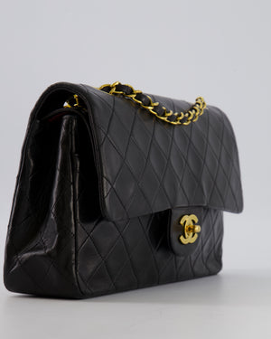 Chanel Vintage Black Medium Classic Double Flap Bag in Lambskin Leather with 24K Gold Hardware