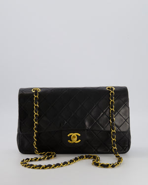 Chanel Vintage Black Medium Classic Double Flap Bag in Lambskin Leather with 24K Gold Hardware