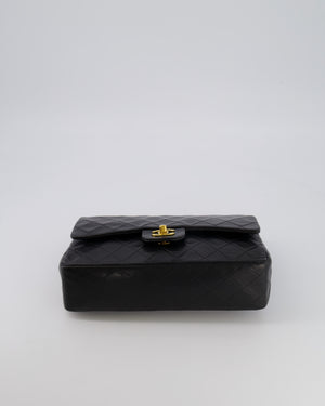 Chanel Vintage Black Medium Classic Double Flap Bag in Lambskin Leather with 24K Gold Hardware