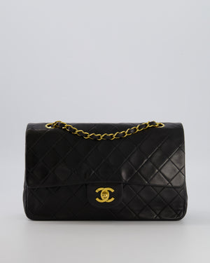 Chanel Vintage Black Medium Classic Double Flap Bag in Lambskin Leather with 24K Gold Hardware