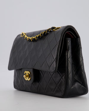 Chanel Vintage Black Medium Classic Double Flap Bag in Lambskin Leather with 24K Gold Hardware