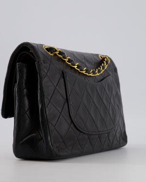 Chanel Vintage Black Medium Classic Double Flap Bag in Lambskin Leather with 24K Gold Hardware