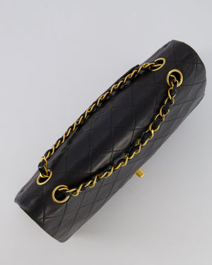 Chanel Vintage Black Medium Classic Double Flap Bag in Lambskin Leather with 24K Gold Hardware
