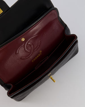 Chanel Vintage Black Medium Classic Double Flap Bag in Lambskin Leather with 24K Gold Hardware