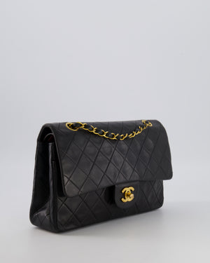 Chanel Vintage Black Medium Classic Double Flap Bag in Lambskin Leather with 24K Gold Hardware