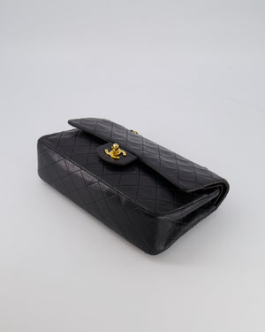 Chanel Vintage Black Medium Classic Double Flap Bag in Lambskin Leather with 24K Gold Hardware