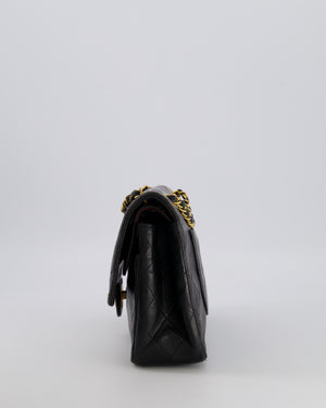 Chanel Vintage Black Medium Classic Double Flap Bag in Lambskin Leather with 24K Gold Hardware