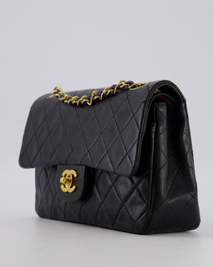 Chanel Vintage Black Small Classic Double Flap Bag in Lambskin Leather with 24K Gold Hardware