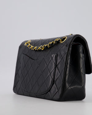 Chanel Vintage Black Small Classic Double Flap Bag in Lambskin Leather with 24K Gold Hardware