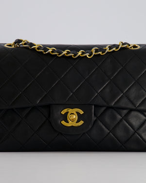 Chanel Vintage Black Small Classic Double Flap Bag in Lambskin Leather with 24K Gold Hardware