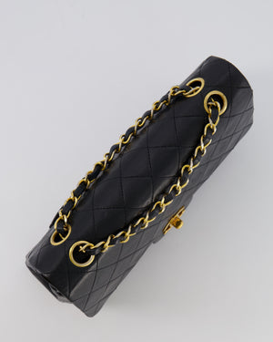 Chanel Vintage Black Small Classic Double Flap Bag in Lambskin Leather with 24K Gold Hardware