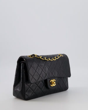 Chanel Vintage Black Small Classic Double Flap Bag in Lambskin Leather with 24K Gold Hardware