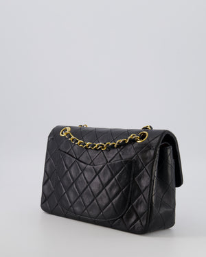 Chanel Vintage Black Small Classic Double Flap Bag in Lambskin Leather with 24K Gold Hardware