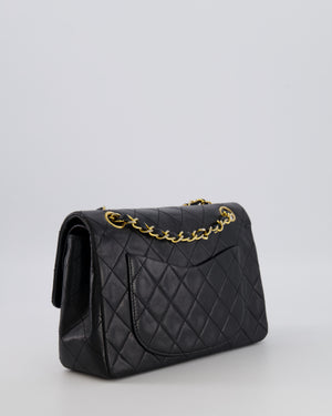 Chanel Vintage Black Small Classic Double Flap Bag in Lambskin Leather with 24K Gold Hardware