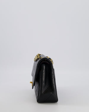 Chanel Vintage Black Small Classic Double Flap Bag in Lambskin Leather with 24K Gold Hardware