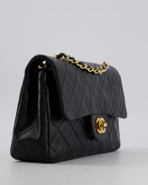 Chanel Vintage Black Small Classic Double Flap Bag in Lambskin Leather with 24K Gold Hardware