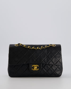 Chanel Vintage Black Small Classic Double Flap Bag in Lambskin Leather with 24K Gold Hardware