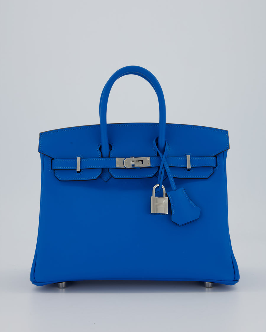 *RARE* Hermès Birkin 25 Retourne Bag in Bleu Zanzibar Swfit Leather with Palladium Hardware
