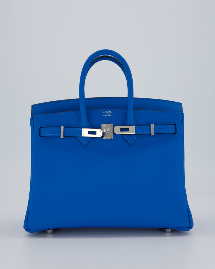 *RARE* Hermès Birkin 25 Retourne Bag in Bleu Zanzibar Swfit Leather with Palladium Hardware