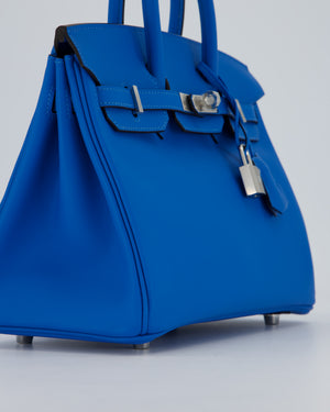 *RARE* Hermès Birkin 25 Retourne Bag in Bleu Zanzibar Swfit Leather with Palladium Hardware