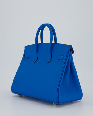 *RARE* Hermès Birkin 25 Retourne Bag in Bleu Zanzibar Swfit Leather with Palladium Hardware