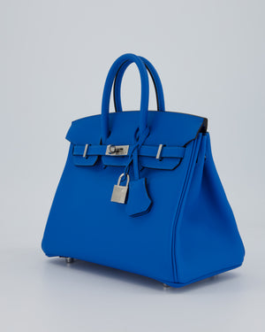 *RARE* Hermès Birkin 25 Retourne Bag in Bleu Zanzibar Swfit Leather with Palladium Hardware