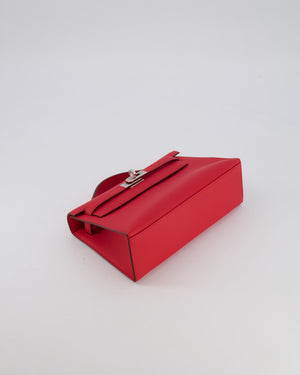 Hermès Kelly Pochette Bag in Rouge de Coeur Swift Leather with Palladium Hardware
