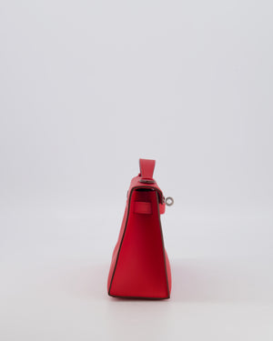Hermès Kelly Pochette Bag in Rouge de Coeur Swift Leather with Palladium Hardware