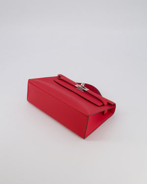 Hermès Kelly Pochette Bag in Rouge de Coeur Swift Leather with Palladium Hardware