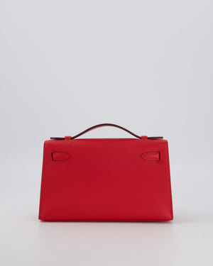 Hermès Kelly Pochette Bag in Rouge de Coeur Swift Leather with Palladium Hardware