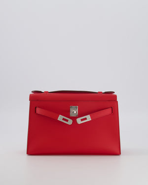 Hermès Kelly Pochette Bag in Rouge de Coeur Swift Leather with Palladium Hardware
