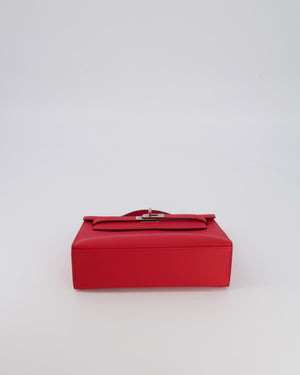 Hermès Kelly Pochette Bag in Rouge de Coeur Swift Leather with Palladium Hardware