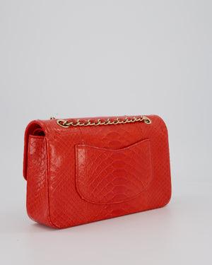 Chanel Red Medium Classic Double Flap Bag in Python with Champagne Gold Hardware