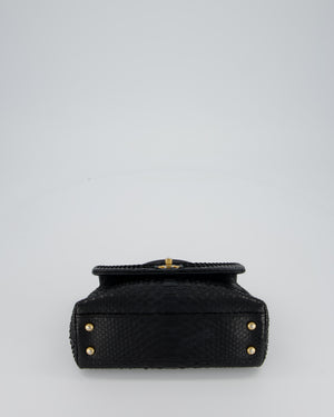 *RARE* Chanel Small Black Coco Top Handle Bag in Python with Brass Gold Hardware