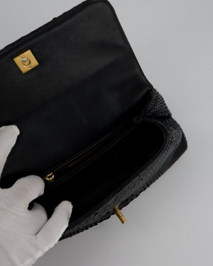 *RARE* Chanel Small Black Coco Top Handle Bag in Python with Brass Gold Hardware