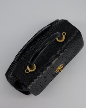 *RARE* Chanel Small Black Coco Top Handle Bag in Python with Brass Gold Hardware