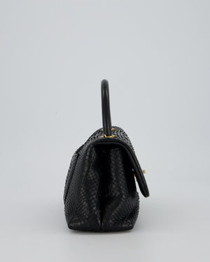 *RARE* Chanel Small Black Coco Top Handle Bag in Python with Brass Gold Hardware