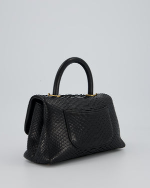 *RARE* Chanel Small Black Coco Top Handle Bag in Python with Brass Gold Hardware