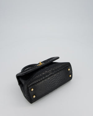 *RARE* Chanel Small Black Coco Top Handle Bag in Python with Brass Gold Hardware