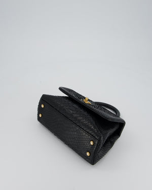 *RARE* Chanel Small Black Coco Top Handle Bag in Python with Brass Gold Hardware