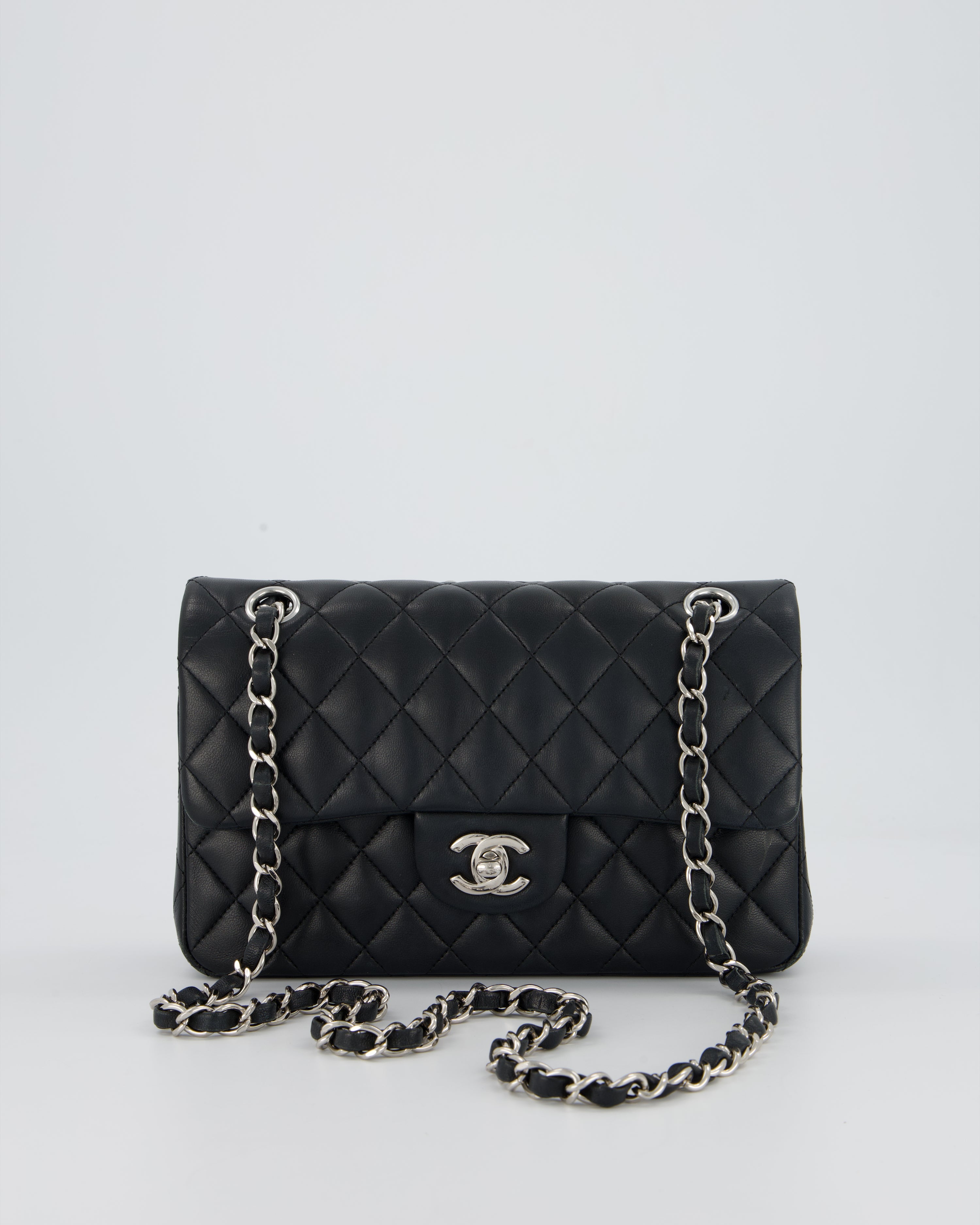 Chanel Black Small Classic Double Flap Bag in Lambskin Leather
