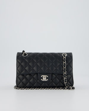 Chanel Black Small Classic Double Flap Bag in Lambskin Leather with Silver Hardware