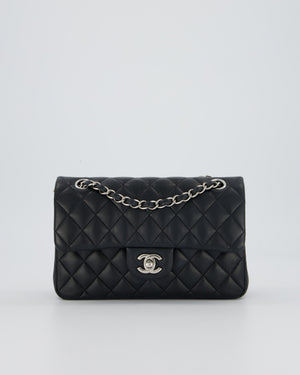 Chanel Black Small Classic Double Flap Bag in Lambskin Leather with Silver Hardware