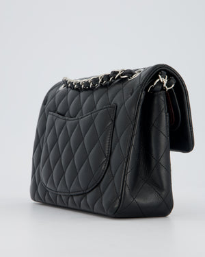 Chanel Black Small Classic Double Flap Bag in Lambskin Leather with Silver Hardware
