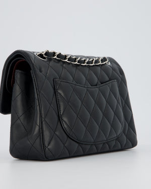 Chanel Black Small Classic Double Flap Bag in Lambskin Leather with Silver Hardware